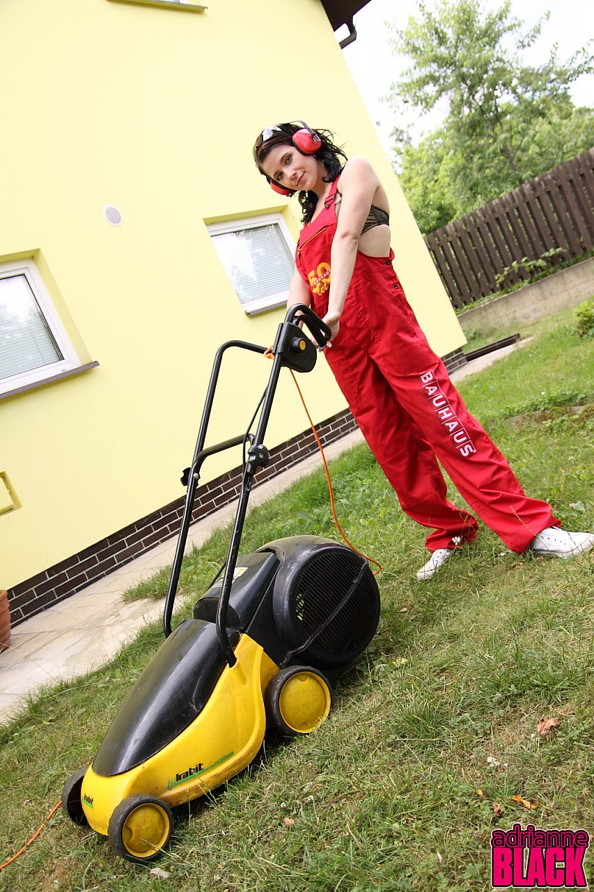 Adrianne Black Strips After Mowing