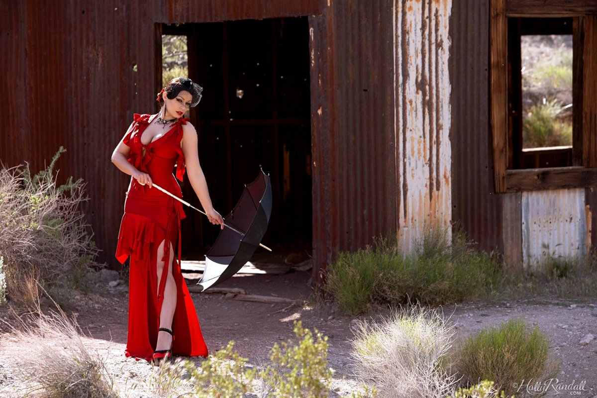 Aria Giovanni in a Red Dress