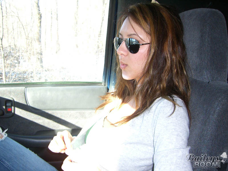 Bailey Flashes In A Car 04