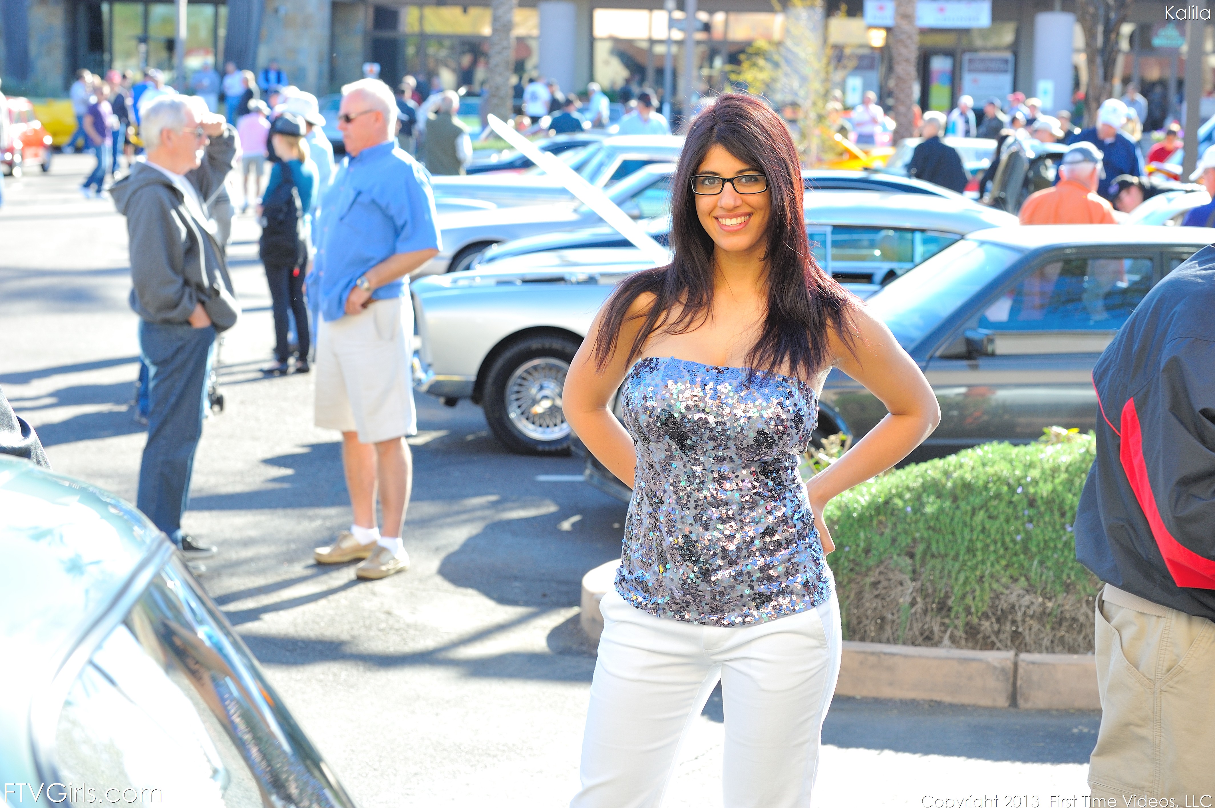 Busty Kalila Flashes at a Car Show