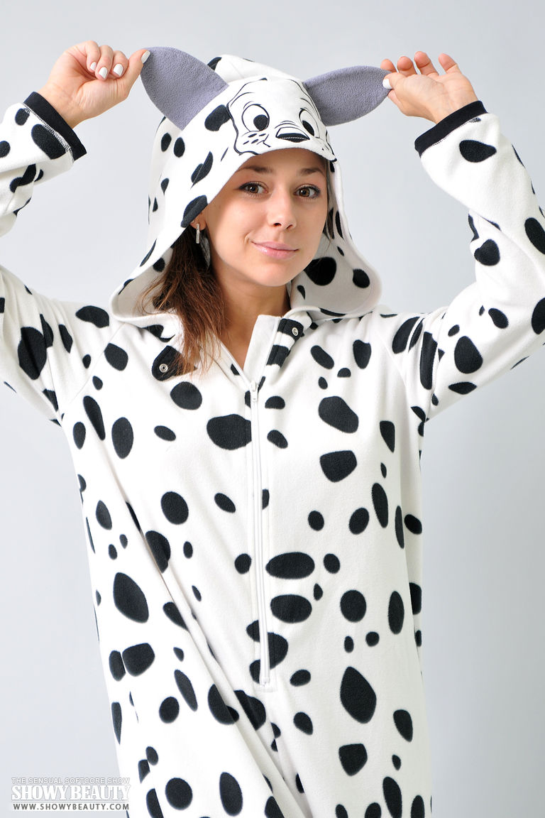 Darisha Wears a Dalmatian Onesie