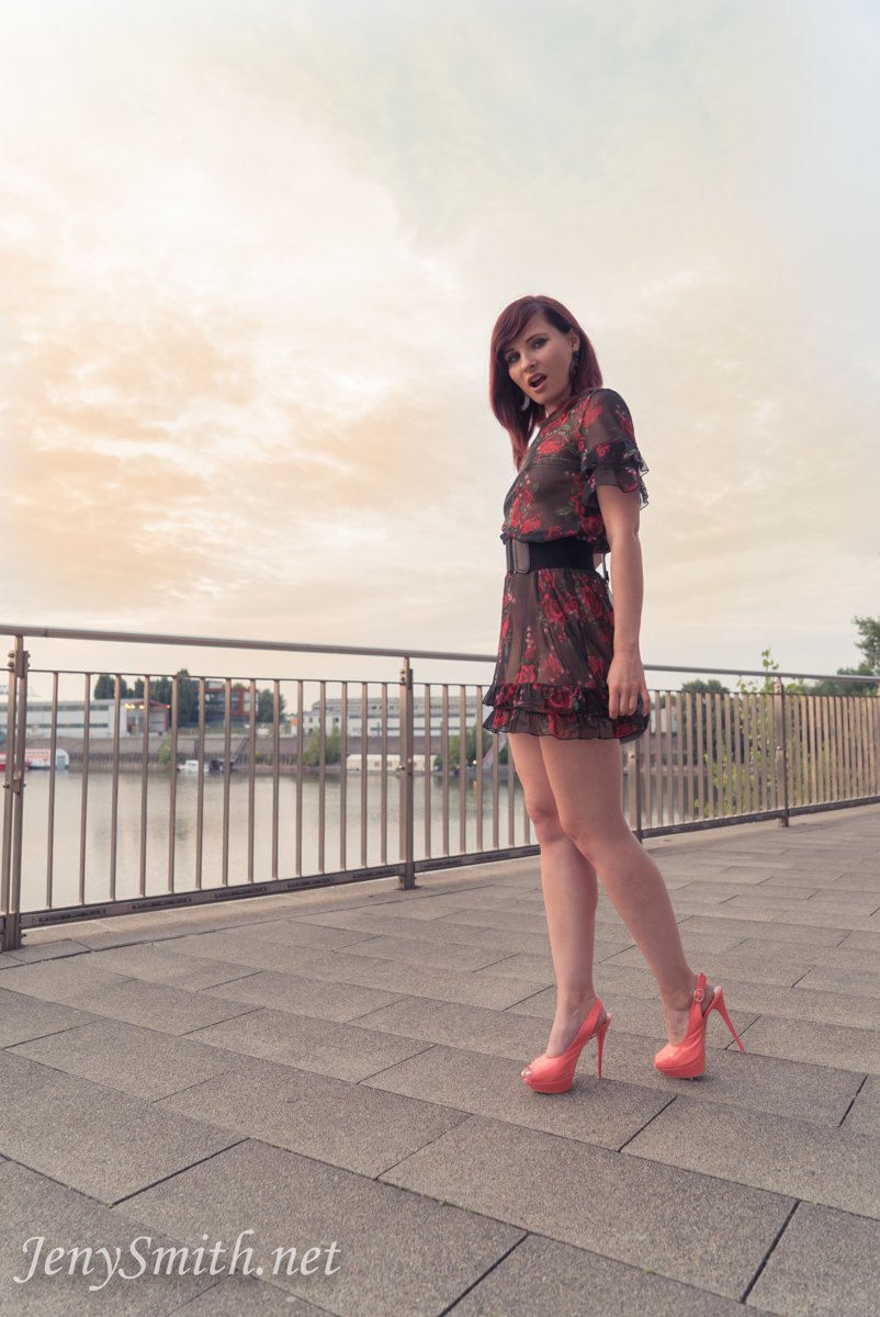 Jeny in a See-Through Dress