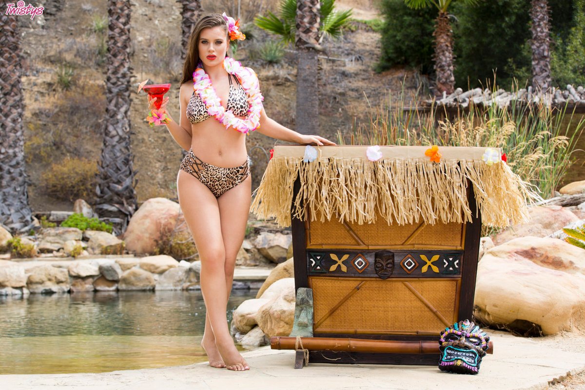Lana Rhoades and a Fruity Drink