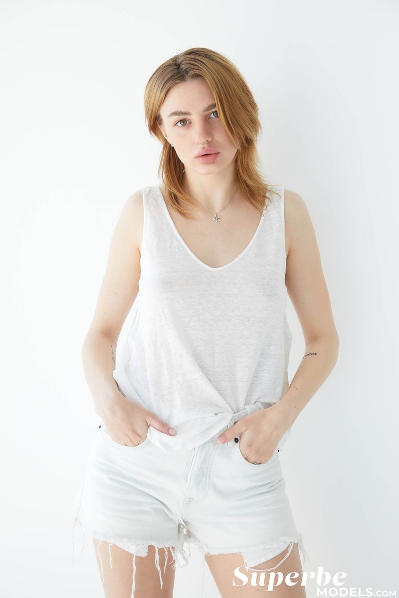 Lia Sky in White Shorts