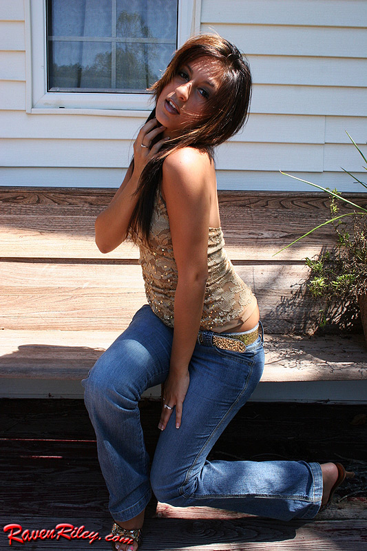 Raven Riley Strips on the Deck