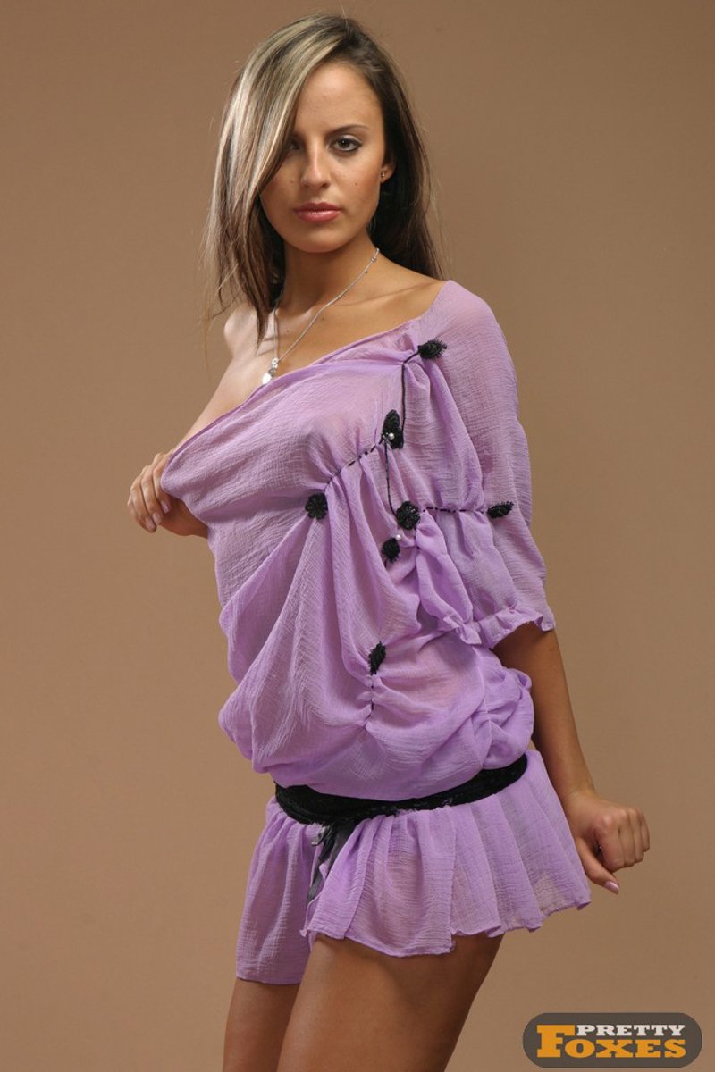 Violet Slips Her Dress Down
