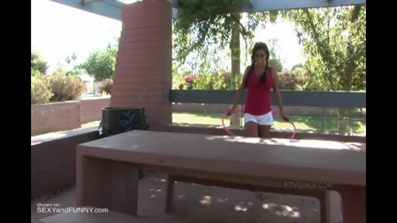 Alexa Loren Hula Hoops Naked Outdoors