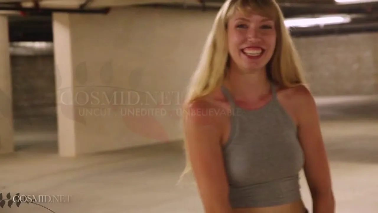 Amateur Babe Skateboards Naked in a Car Park