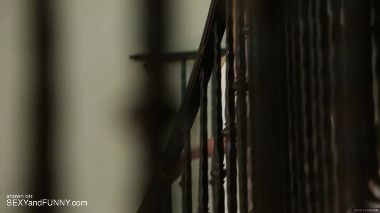 Ashley Lane Introduces Herself by Stripping at the Bottom of the Stairs