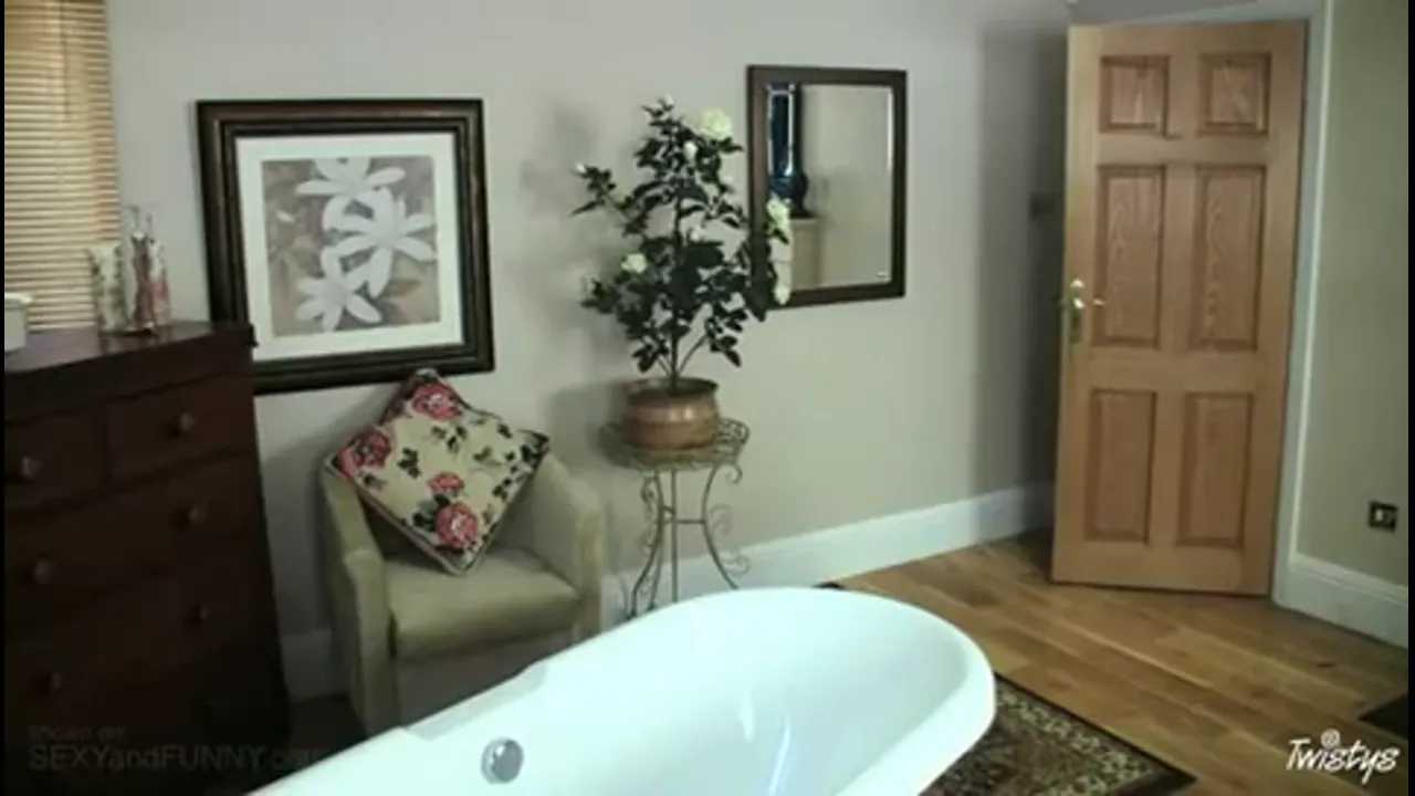 Bodacious Danielle Strips for a Bath in the Living Room
