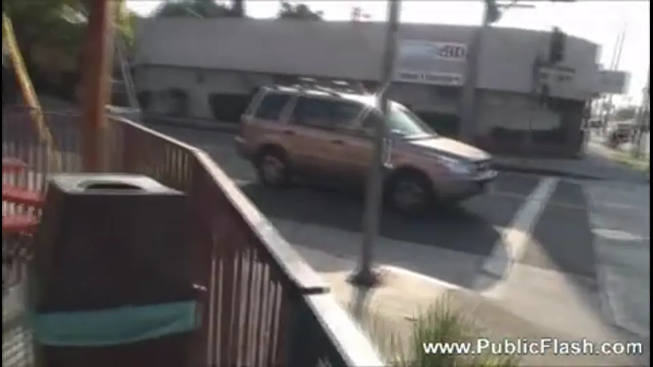 Cute Blonde Flashes at the Mechanic
