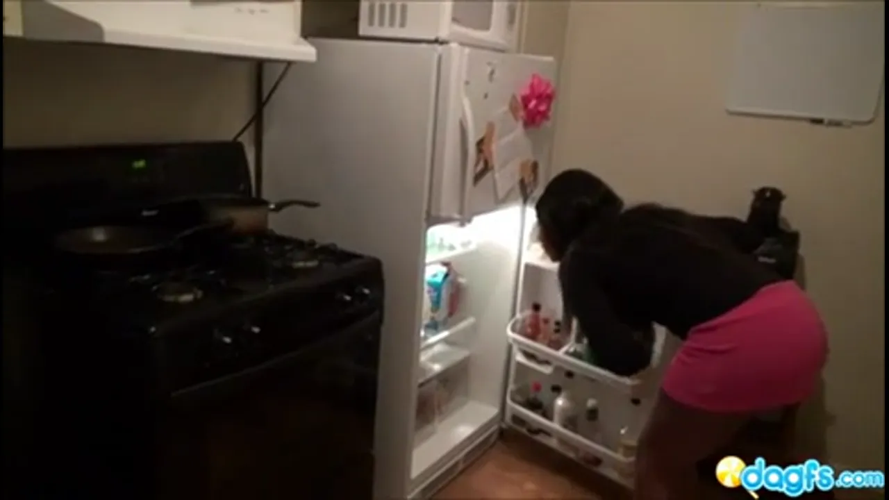 Ebony Girlfriend Gets Caught Drinking Milk from the Carton