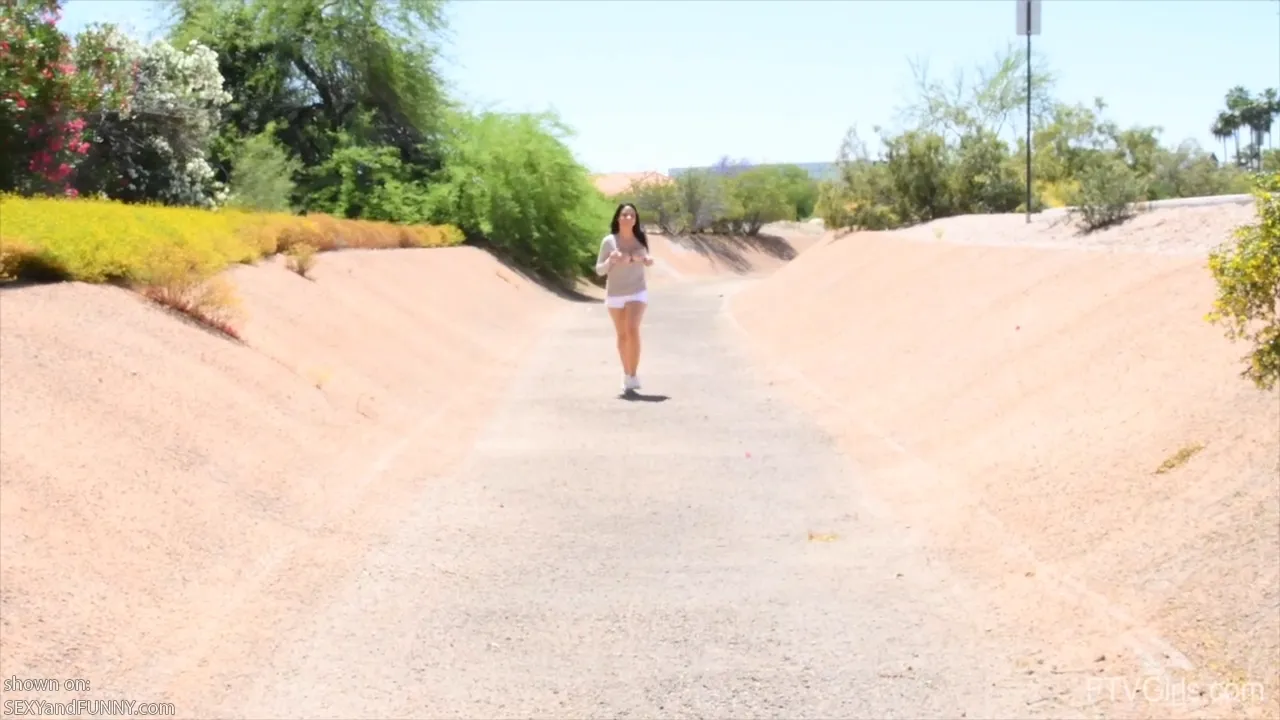 Melody Jogging with Her Tits Out