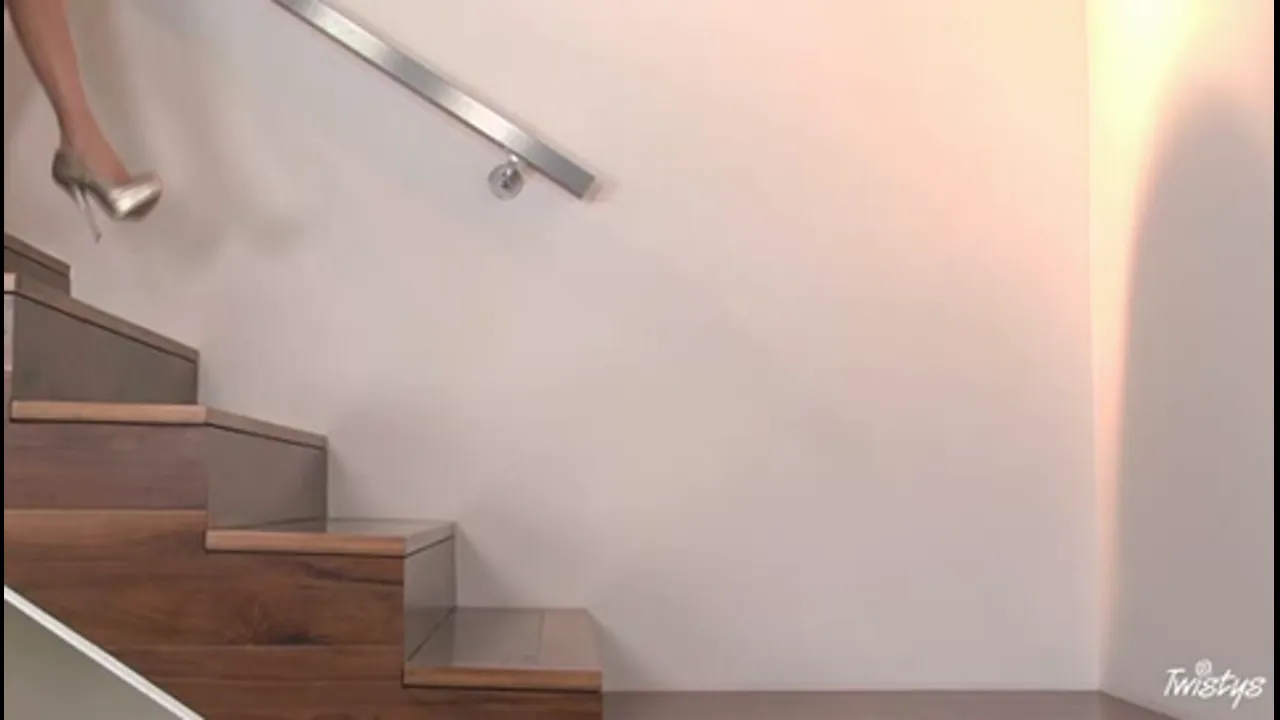 Sabrina Maree Comes Down the Stairs and Strips